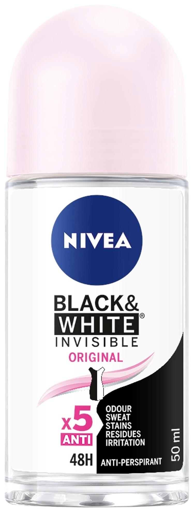 NIVEA 50ml Black & White Invisible Original Deo Roll-on -antiperspirantti