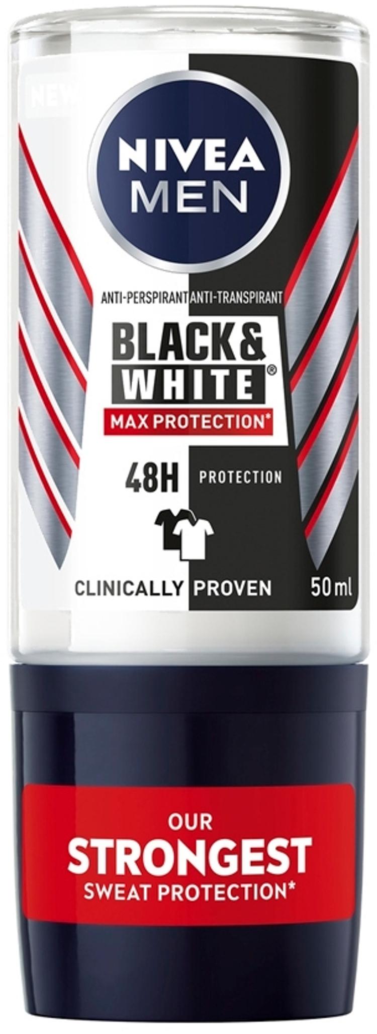 NIVEA MEN 50ml Black & White Max Protection Deo Roll-on -antiperspirantti