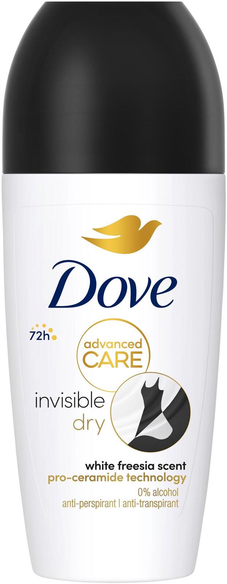 Dove 72h Advanced Care Invisible Dry Antiperspirantti Deodorantti Roll-on mukana kosteusvoide 50 ml