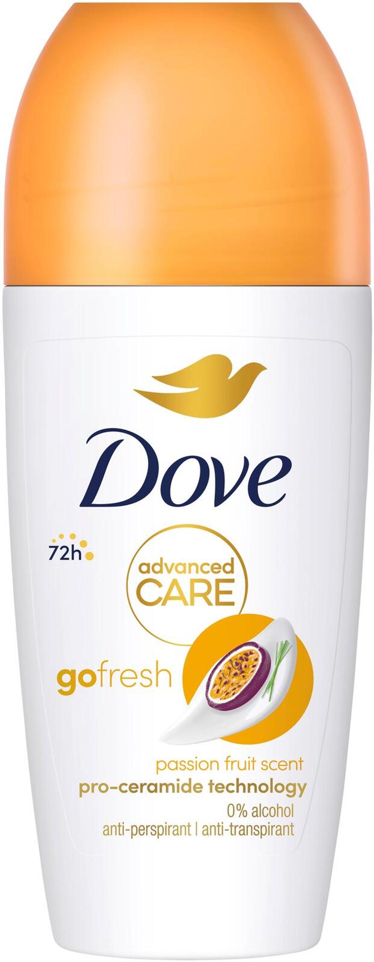 Dove 72h Advanced Care Passion Fruit Antiperspirantti Deodorantti Roll-on mukana kosteusvoide 50 ml