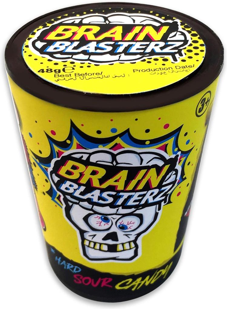 Brain Blasterz mega sour candy 4 varianttia vesimeloni, sitruuna, omena ja mustikka 48g