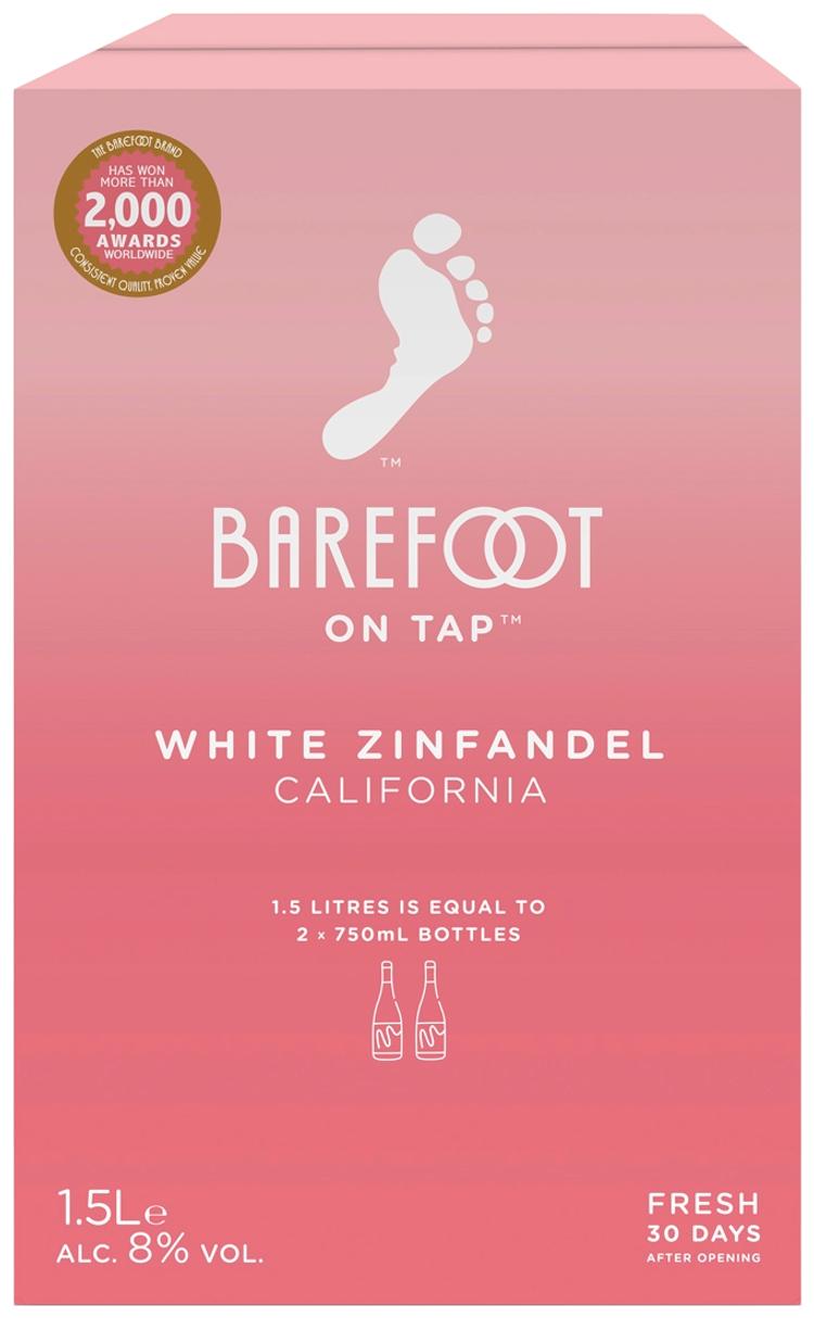 Barefoot White Zinfandel rosee viini 8 til- % 1,5 l bib