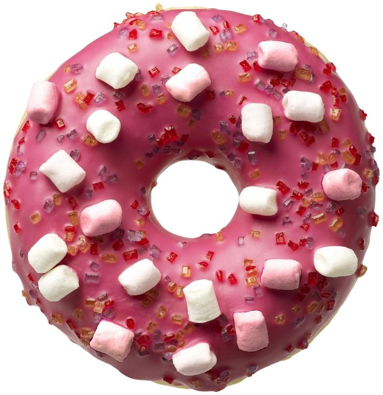 Donut Worry Be Happy mansikanmakuinen vaahtokarkki donitsi 58g