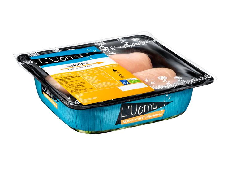 L'Uomu Nokka n 350g Juhlafilee Luomubroilerin rintafile luomukana