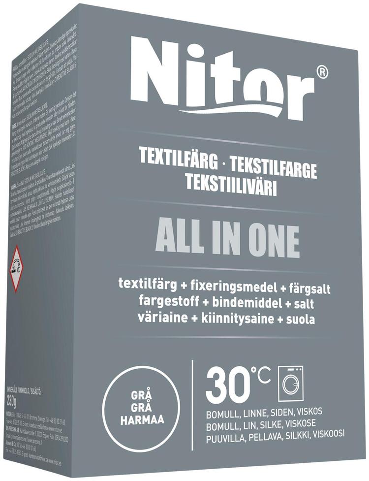 Nitor Tekstiiliväri All in one 230g harmaa