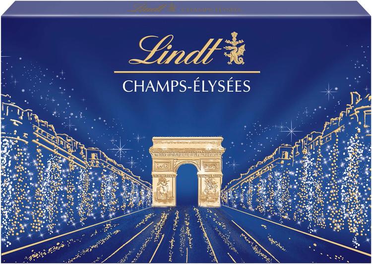 Lindt CHAMPS ELYSÉES valikoima hienoja maito-, tumma- ja valkosuklaakonvehteja 182g