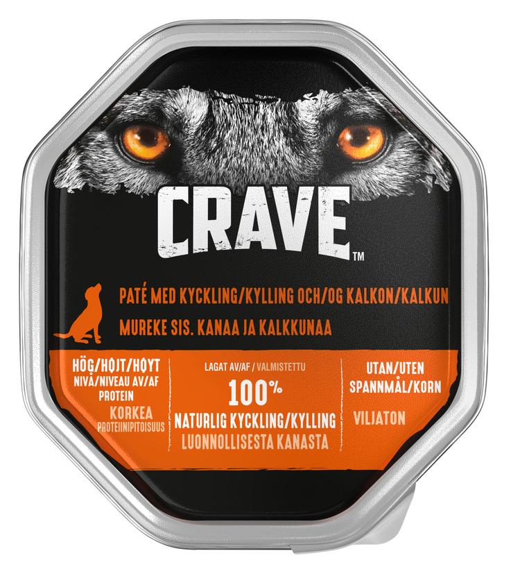 Crave Kosteaa koiranruokaa aikuisille koirille, Mureke sis. Kanaa & Kalkkunaa 150g