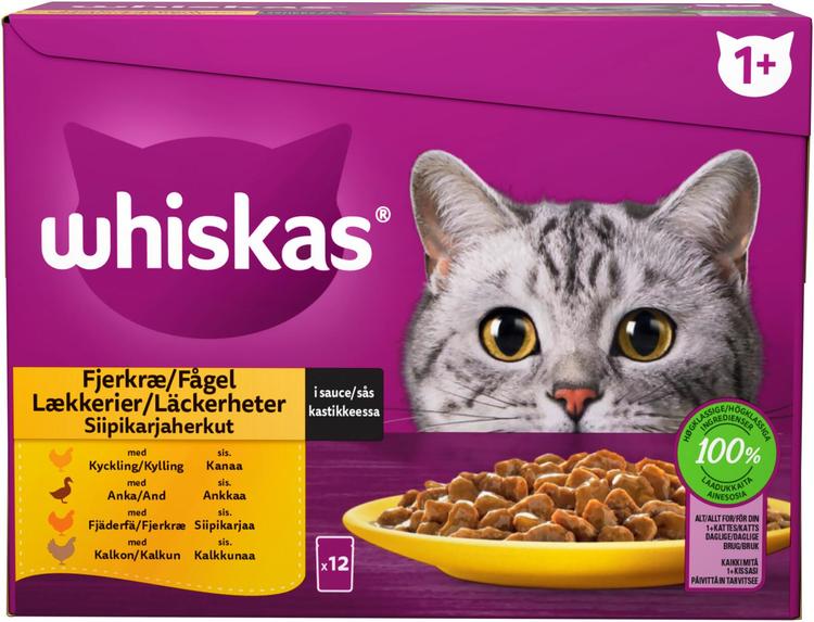 Whiskas 1+ Siipikarjaherkut kastikkeessa (12 x 85 g)