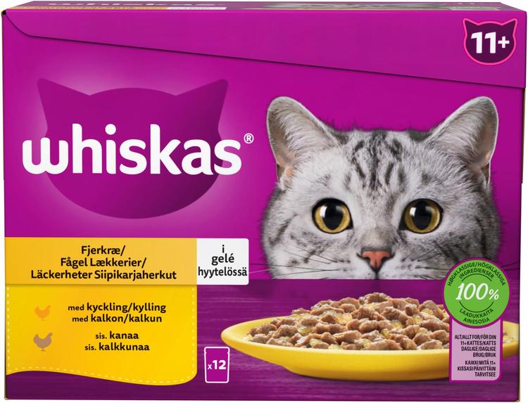 Whiskas 11+ Siipikarjaherkut hyytelössä (12 x 85 g)