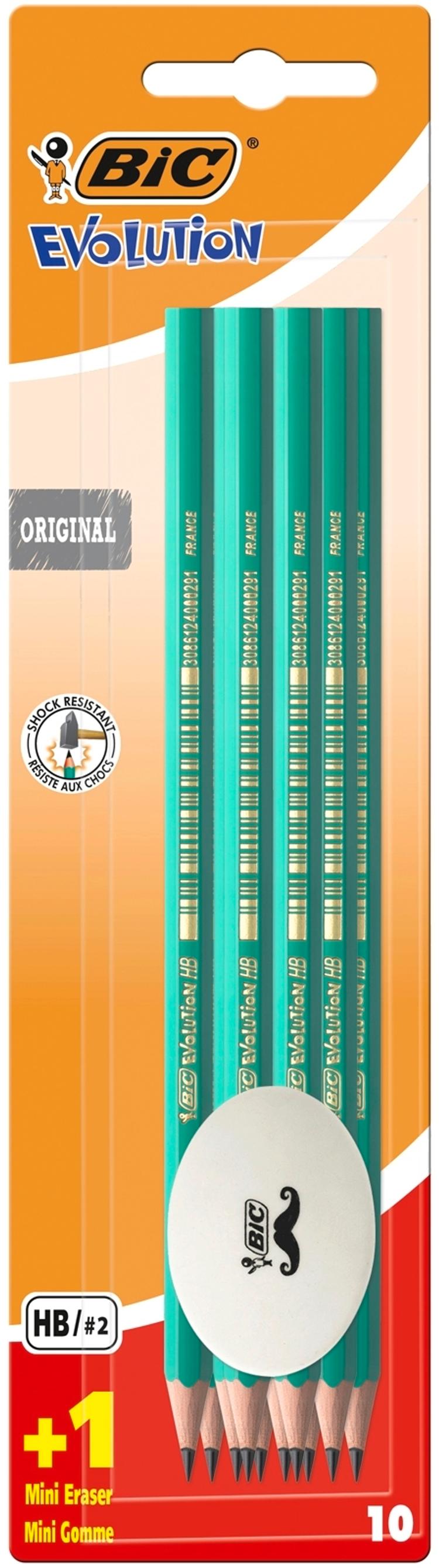 BIC Eco Evolution 10 lyijykynää + pyyhekumi