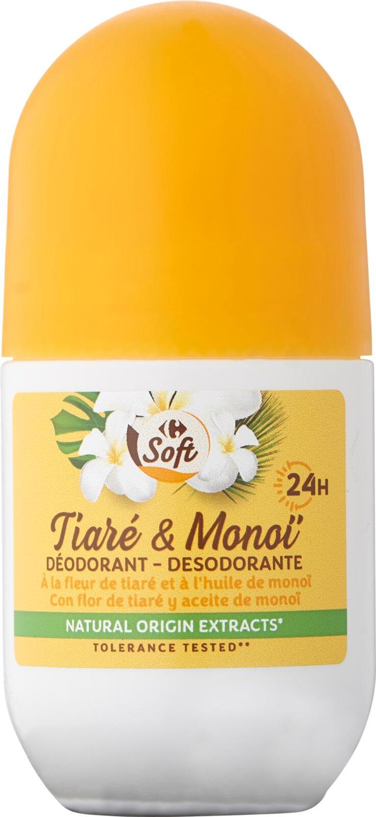 Carrefour Soft Tiaré & Monoï roll-on deodorantti 50 ml
