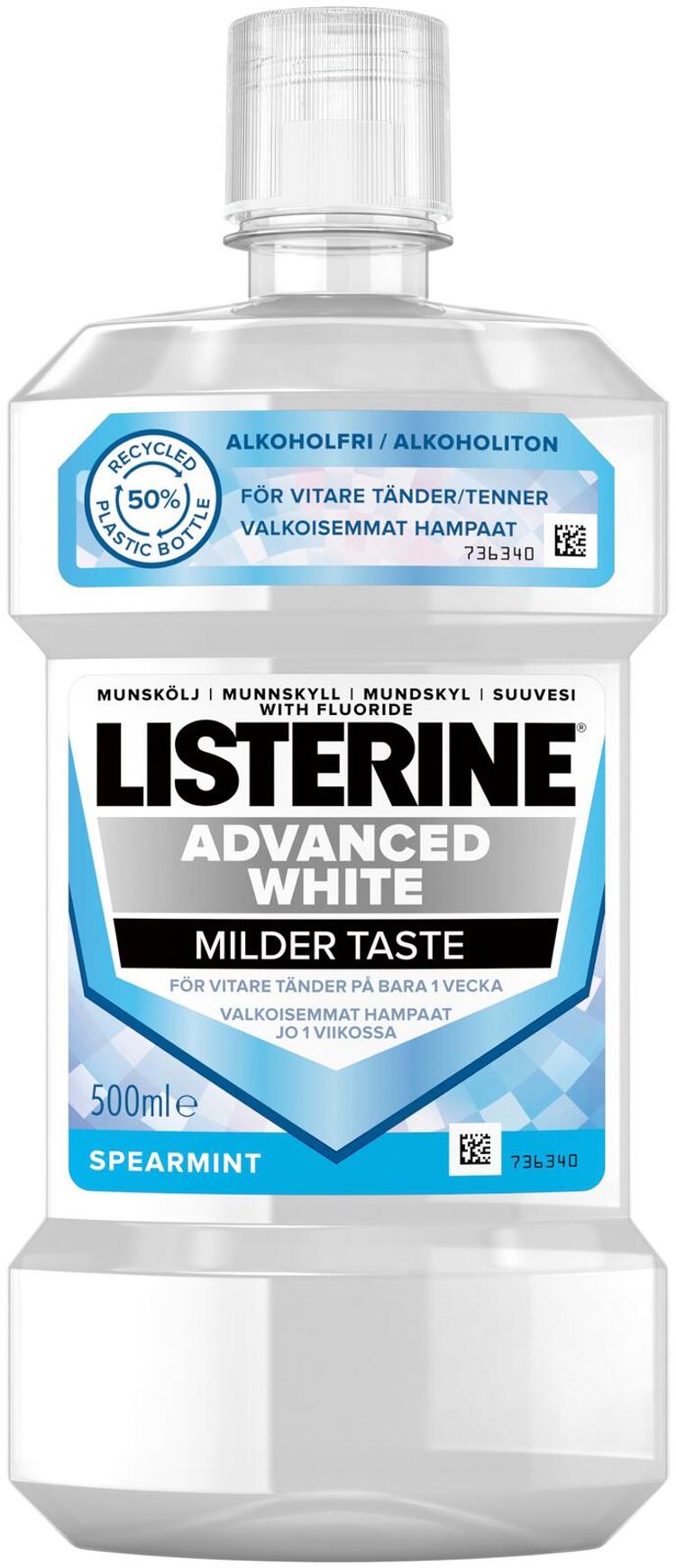 Listerine Advanced White Milder Taste suuvesi 500ml