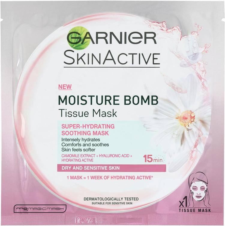 Garnier Skin Active Moisture Bomb kosteuttava kangasnaamio kuivalle ja herkälle iholle 32g