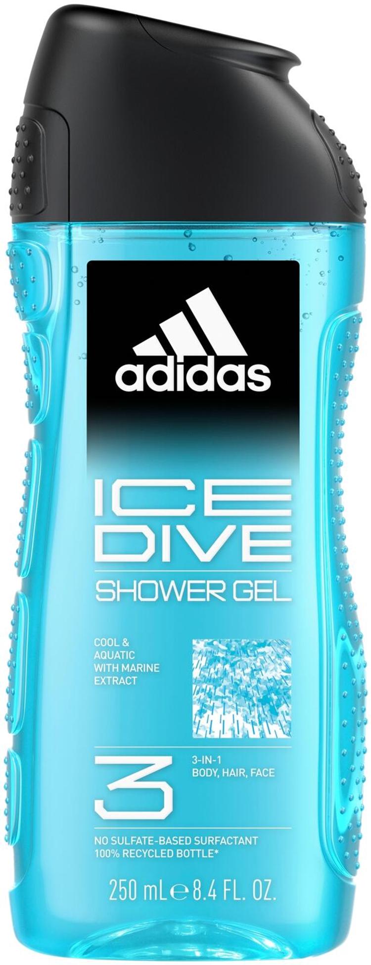 Adidas Ice Dive 3in1 Shower Gel 250ml, suihkugeeli miehet