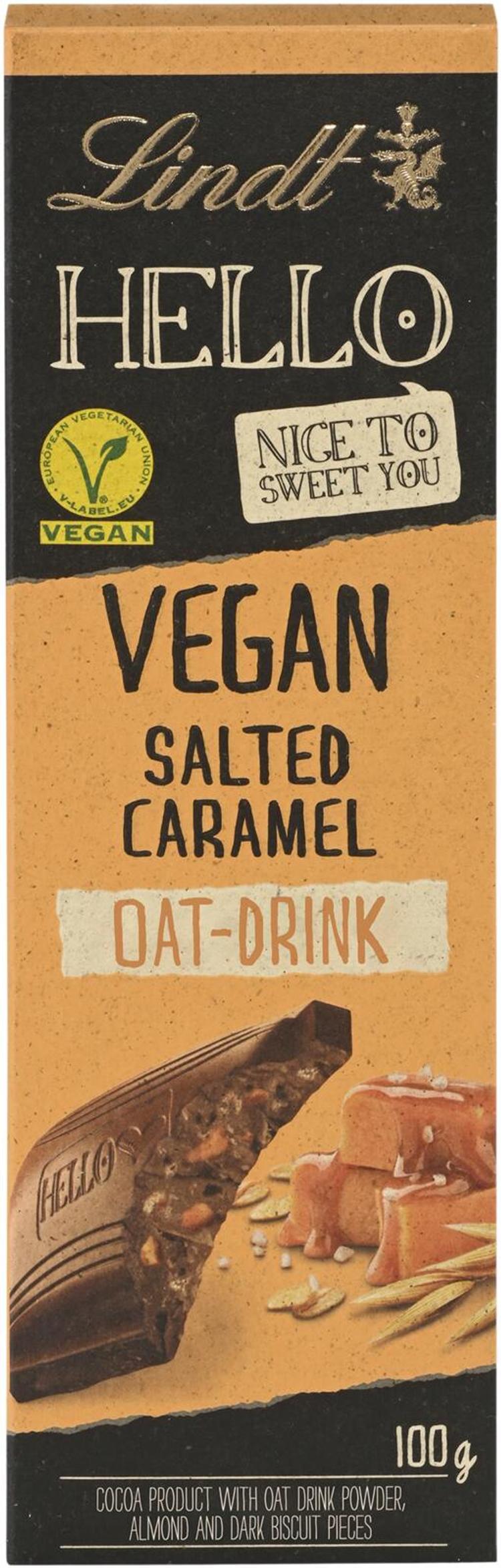 Lindt HELLO Vegan Salted Caramel kaakaotuote, vegaaninen suklaalevy 100g
