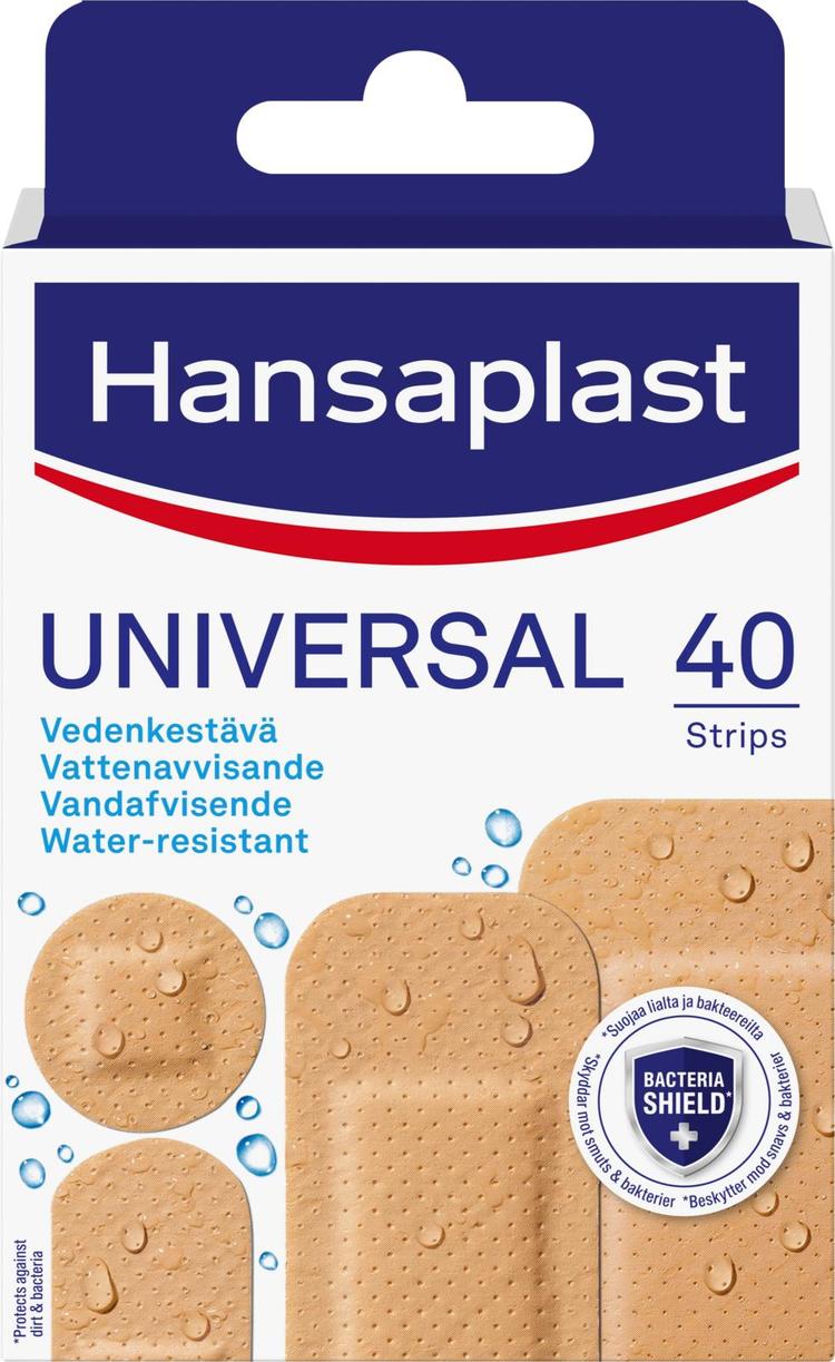 Hansaplast 40kpl Universal vedenkestävä laastari, 4 kokoa