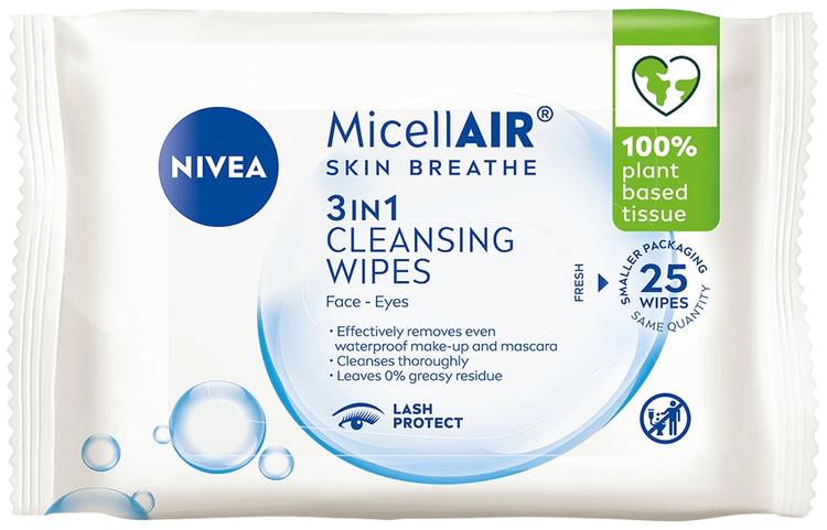 NIVEA 25kpl MicellAIR SKIN BREATHE® Cleansing Wipes -puhdistusliinat