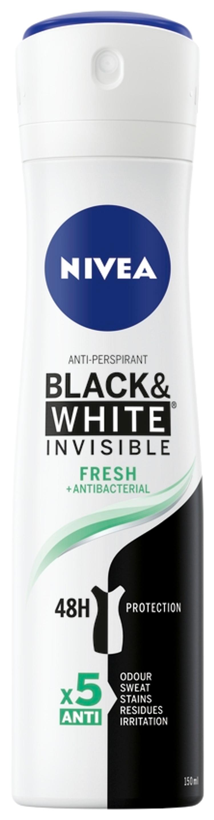 NIVEA 150ml Black & White Invisible Fresh Deo Spray -antiperspirantti