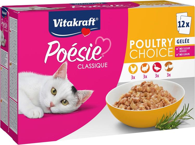 Vitakraft Poésie® Classique Kissan märkäruokalajitelma, siipikarja hyytelössä 12x85g