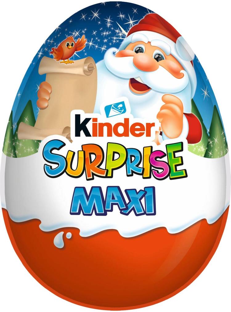 Kinder Maxi Surprise maitosuklaahahmo maitoisalla sisäpinnalla. sisältää lelun 100g Joulu