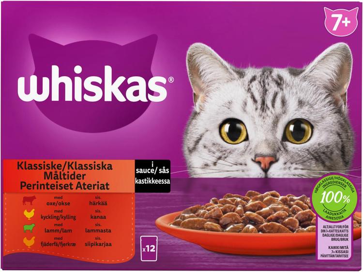 Whiskas 7+ Perinteiset Ateriat kastikkeessa (12 x 85 g)