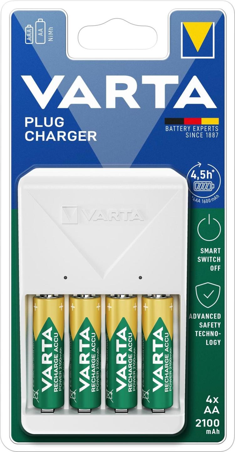 VARTA laturi Plug Charger + 4x AA 2100mAh