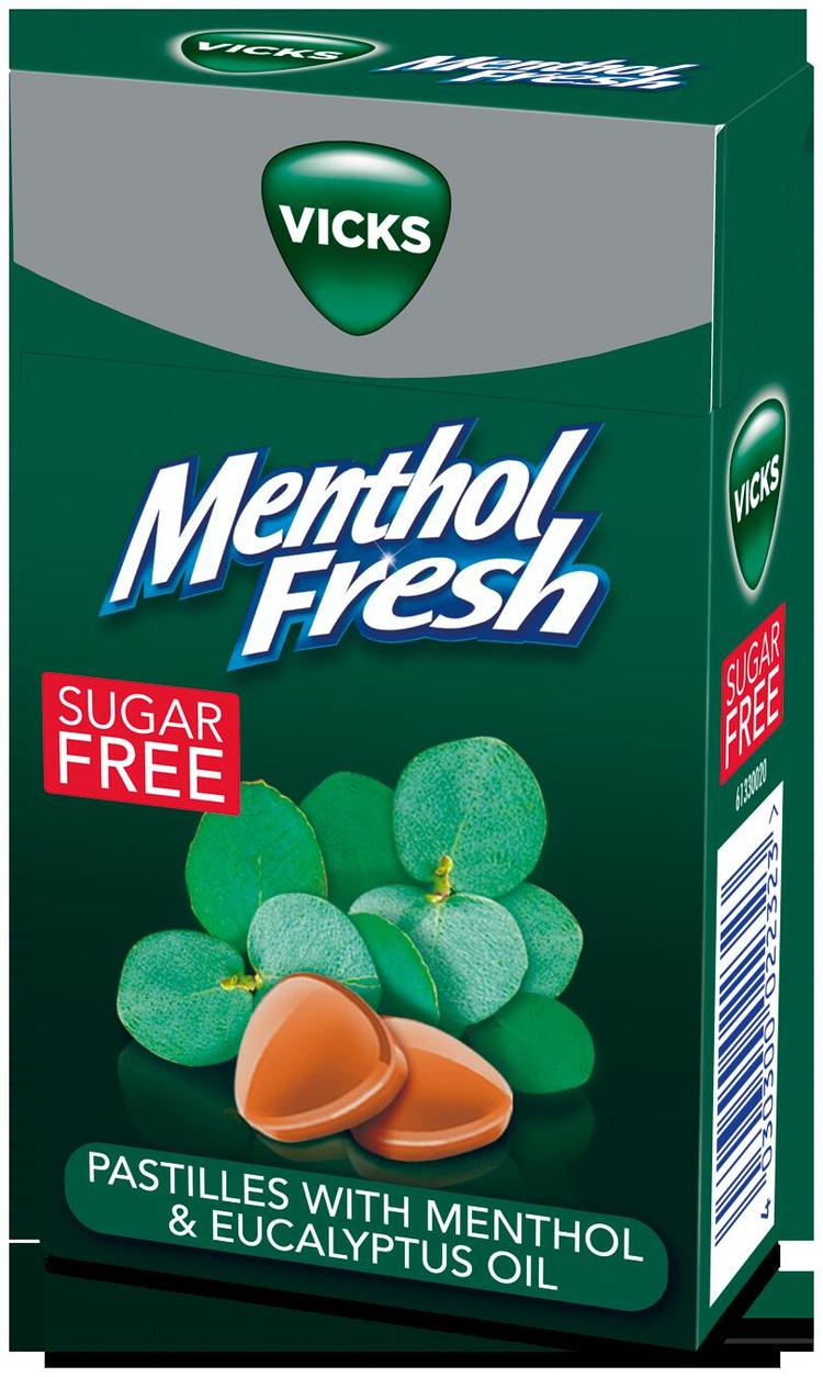 Vicks Menthol Fresh sokeriton kurkkupastilli mentholilla 40g