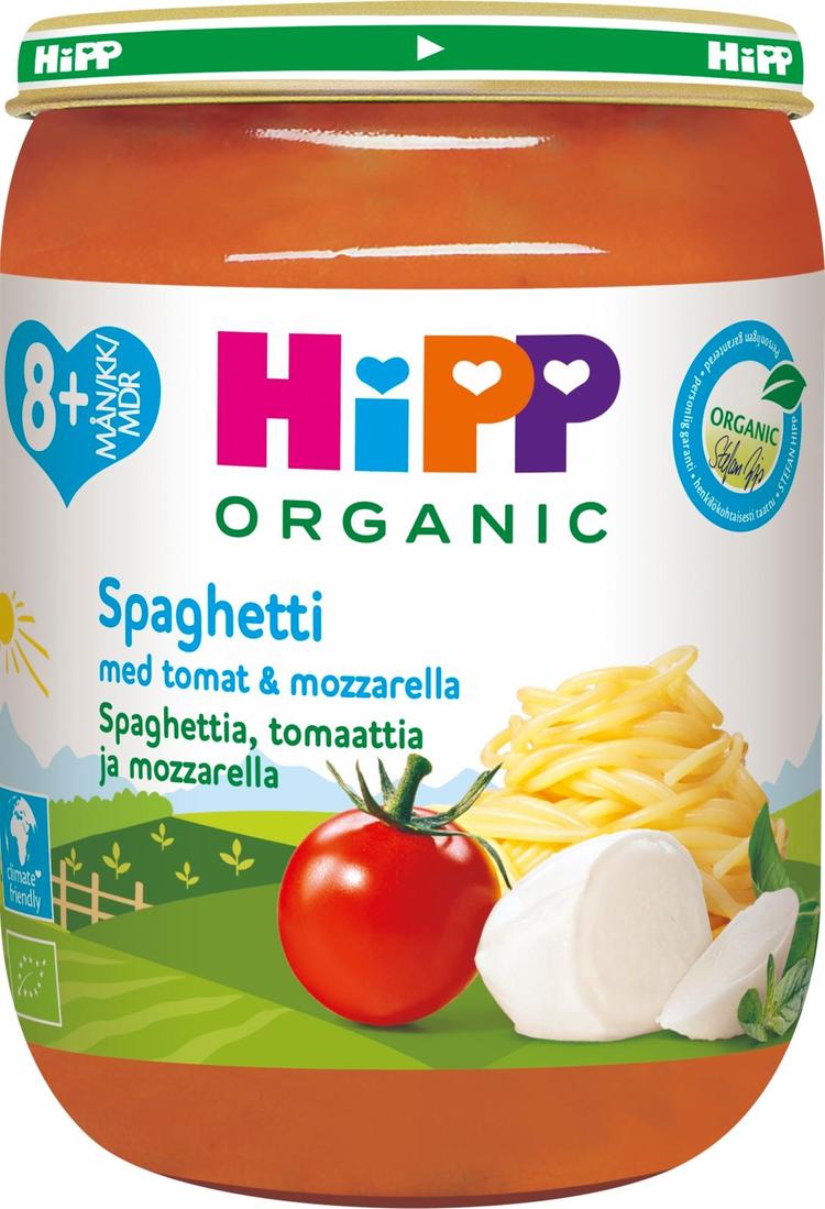 Hipp 190g Luomu Spagettia, Tomaattia ja mozzarellaa 8kk