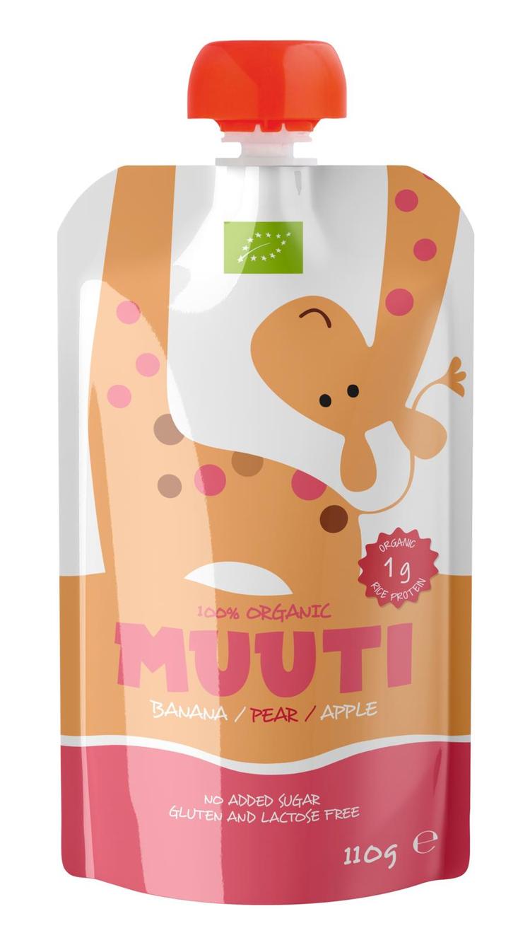 Muuti luomu banaani päärynä omena riisiproteiini smoothie 110g 12kk