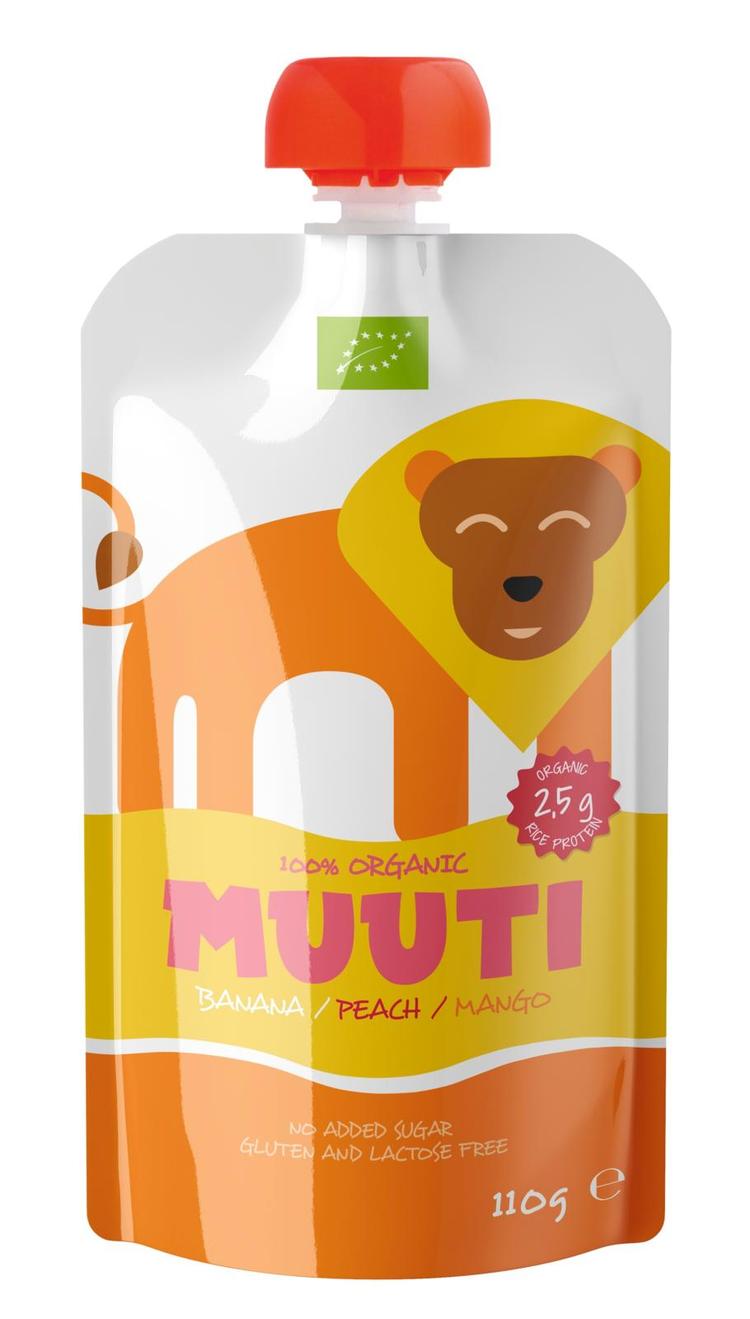 Muuti luomu banaani persikka mango riisiproteiini smoothie 110g 12kk