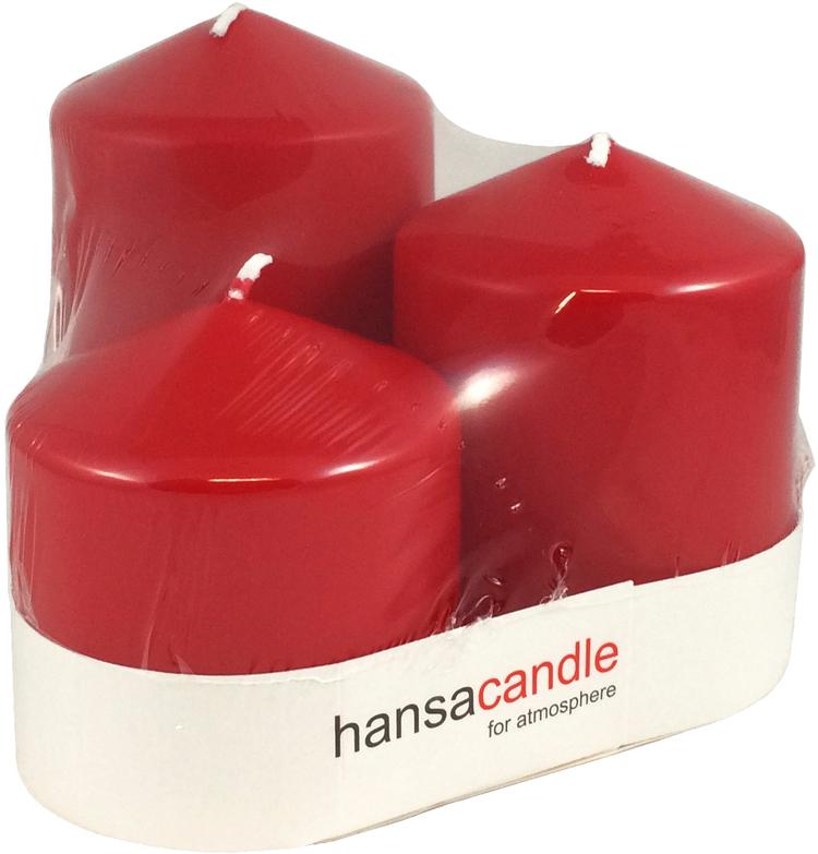 Hansa Candle pöytäkynttilä 3kpl (8x8,8x10,8x12cm) punainen