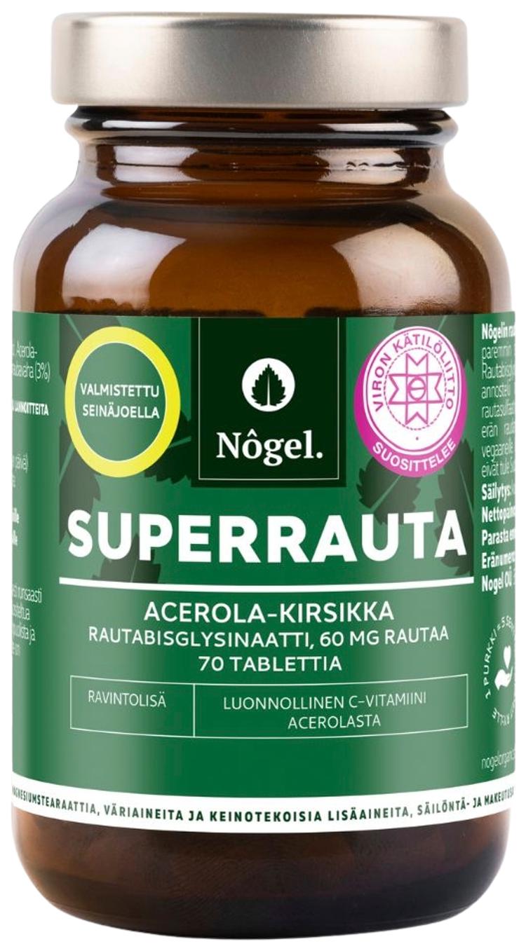 Nogel Superrauta, acerola-kirsikka, 60 mg, 70 tbl