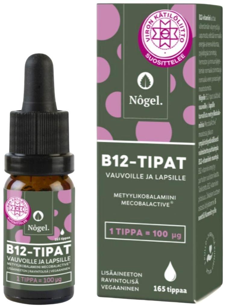 Nogel B12-tipat vauvoille ja lapsille, metyylikobalamiini 100 µg, 10 ml