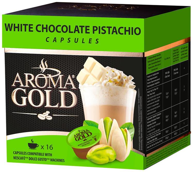 Aroma Gold White Chocolate Pistachio pikakahvikapselit 16 kpl, 256 g