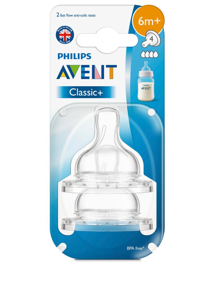 Philips Avent pullotutti Classic 6kk+ 4 reikää nopea virtaus, 2 kpl