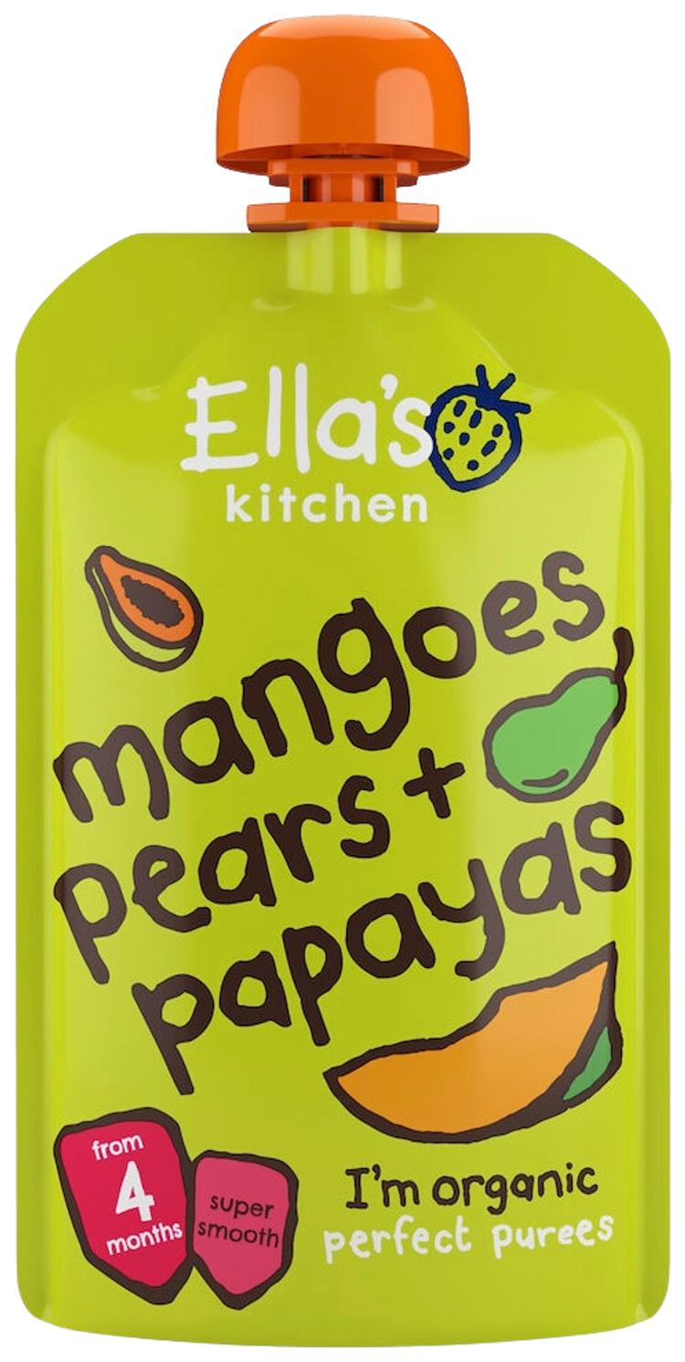 120g Ella's Kitchen Mango-päärynä-papaijasose alkaen 4kk LUOMU