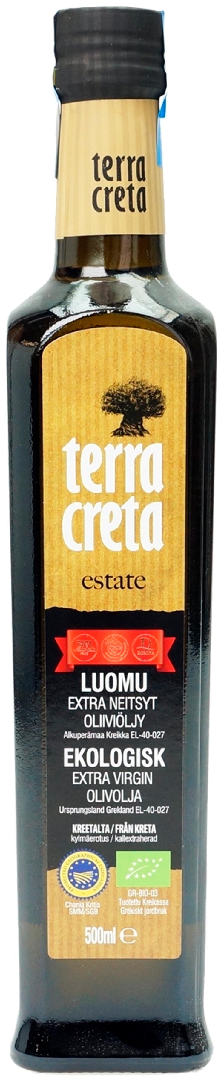 Terra Creta 500ml Estate Luomu Extra neitsyt oliiviöljy