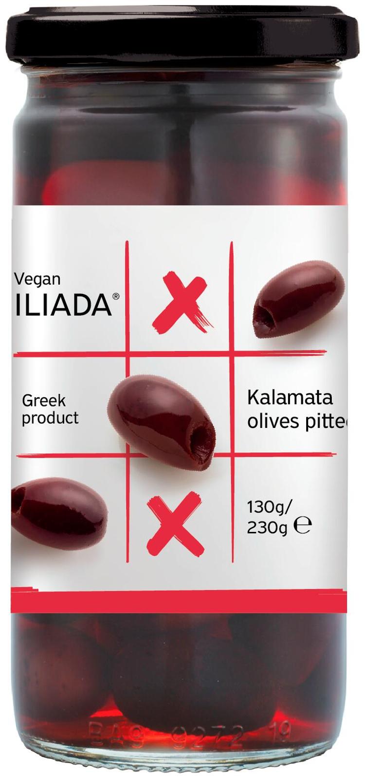 Iliada kivettömät Kalamata-oliivit tic tac toe 230g