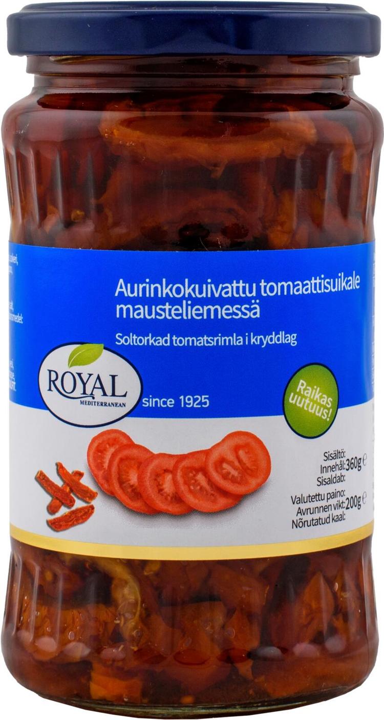 Royal aurinkokuivattu tomaattisuikale mausteliemessä 360/200g