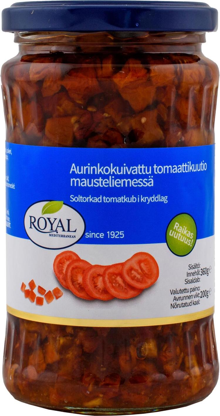 Royal aurinkokuivattu tomaattikuutio mausteliemessä 360/200g