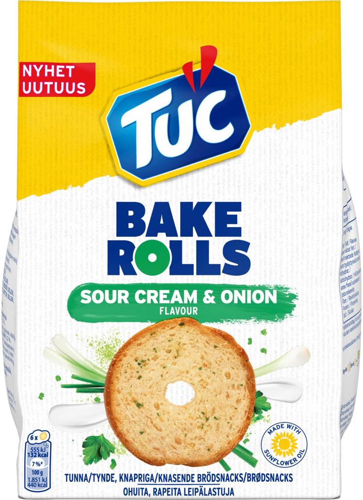 TUC Bake Rolls Sour Cream & Onion leipälastut 150g Skaupat ruoan