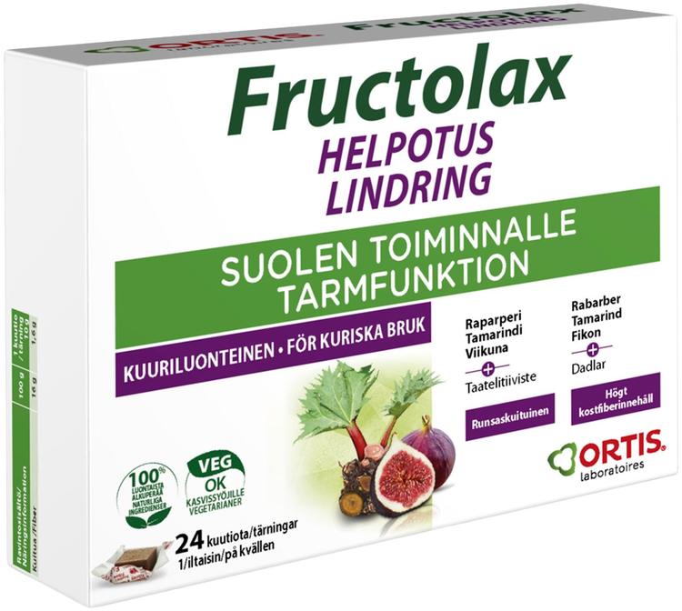 Fructolax Helpotus runsaskuituinen hedelmäkuutio ravintolisä 240g/24 kpl