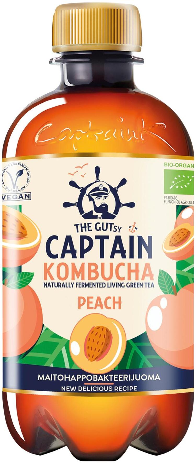 The Gutsy Captain Peach kombucha-juoma LUOMU 400ml