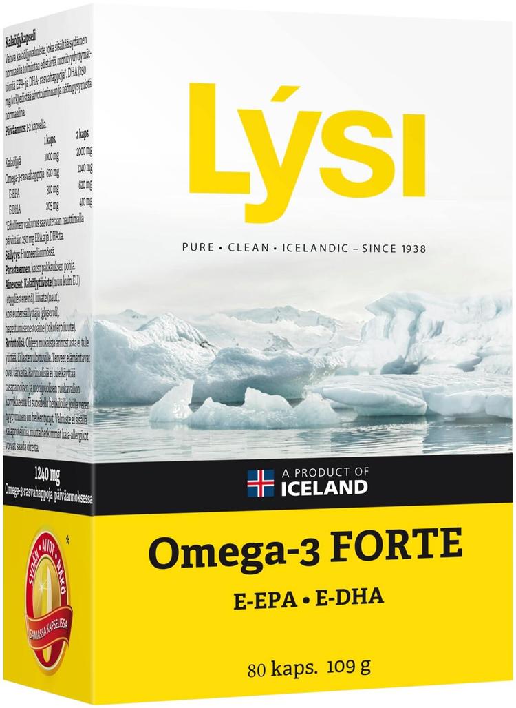 Lysi Omega-3 Forte kalaöljykapseli 80 kaps 109g ravintolisä