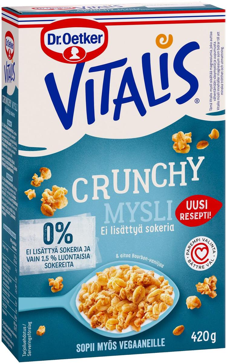 Dr. Oetker Vitalis Crunchy Ei lisättyä sokeria täysjyvämysli  420 g