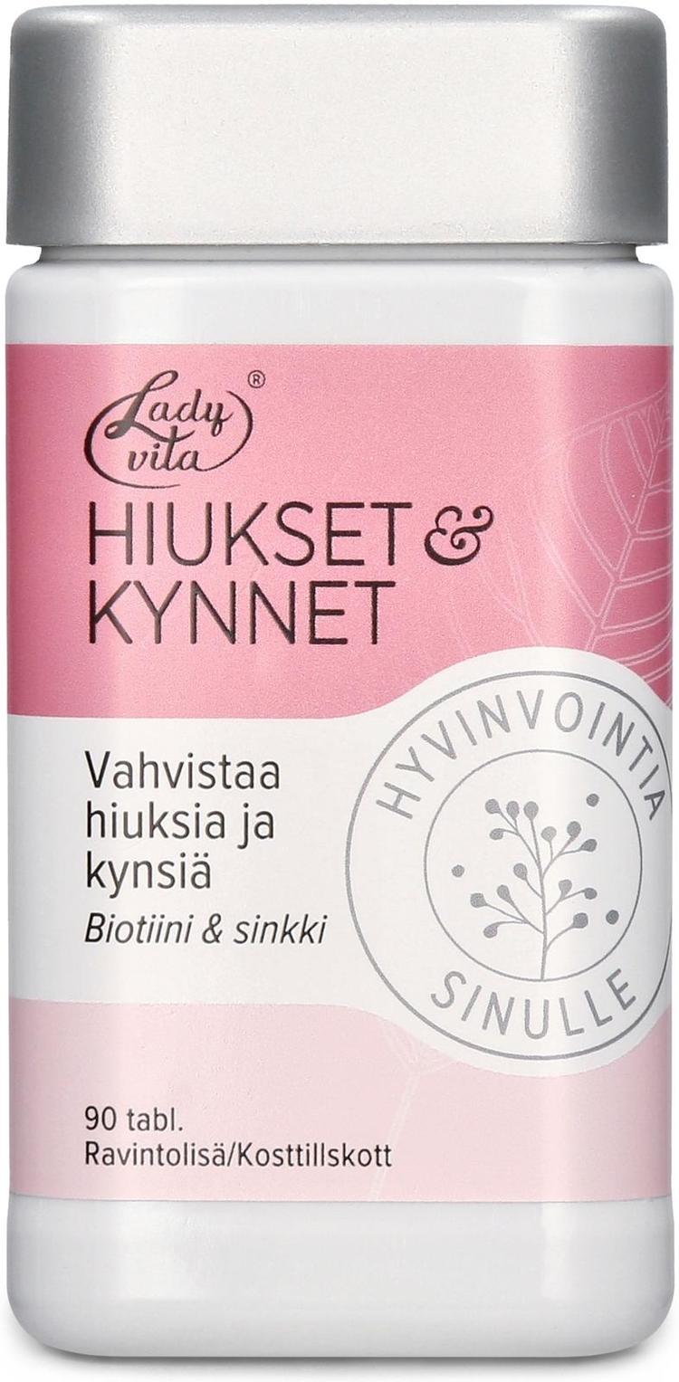 Ladyvita Hiukset&kynnet ravintolisä Peltokorte-oluthiiva-vitamiini-kivennäisainetabletti 90 tabl