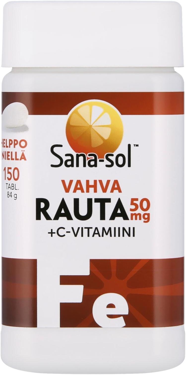 Sana-sol vahva rauta 50 mg + C-vitamiini ravintolisä 150 tabl / 84 g