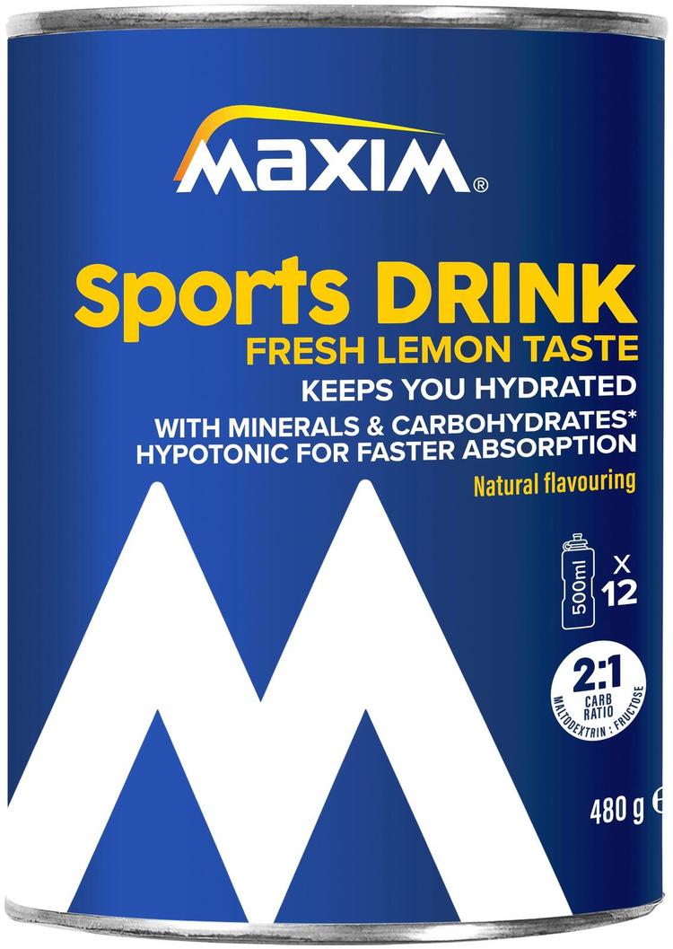 Maxim Sports Drink Fresh Lemon sitruunanmakuinen urheilujuomajauhe 480g