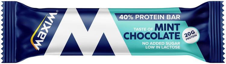 Maxim 40% protein bar low lactose Mint Chocolate Suklaan ja mintun makuinen vähälaktoosinen proteiinipatukka 50g