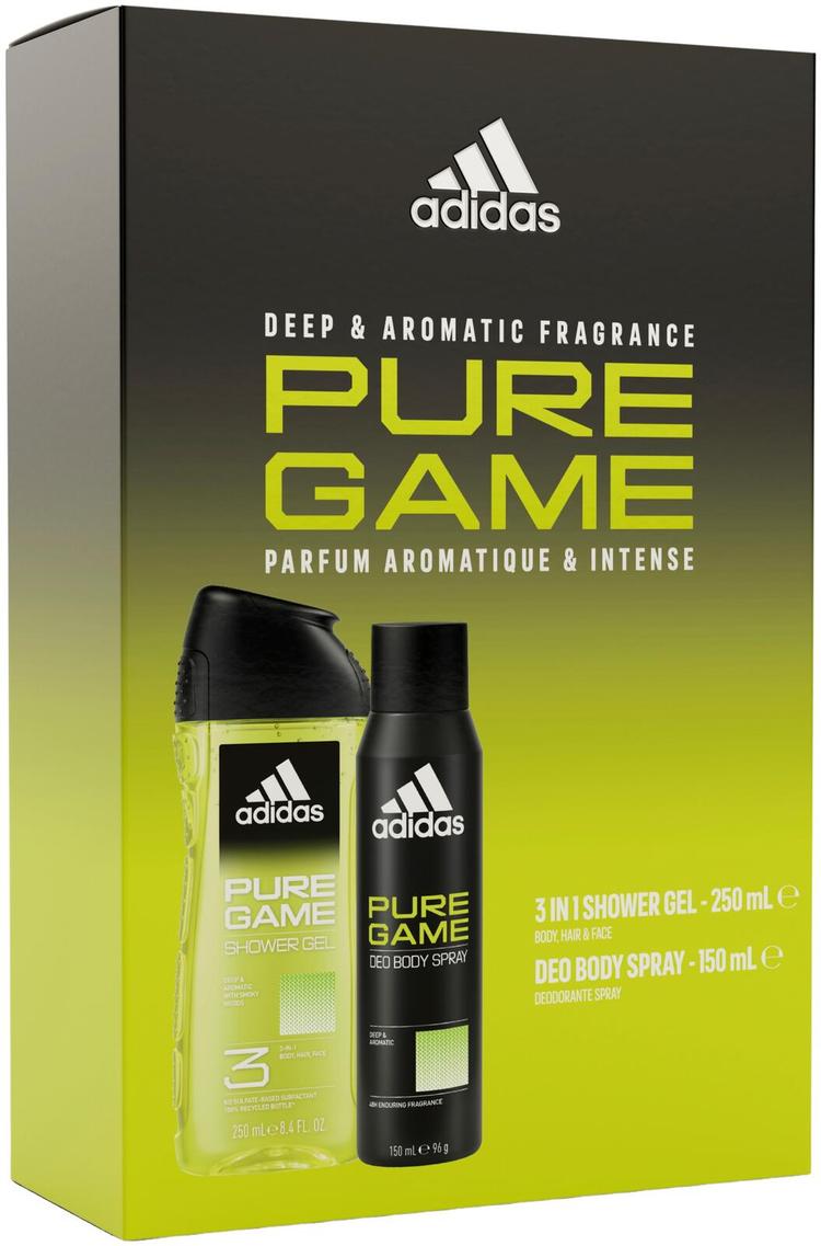 Adidas Pure Game body spray 150 ml + suihkugeeli 250 ml tuoksupakkaus